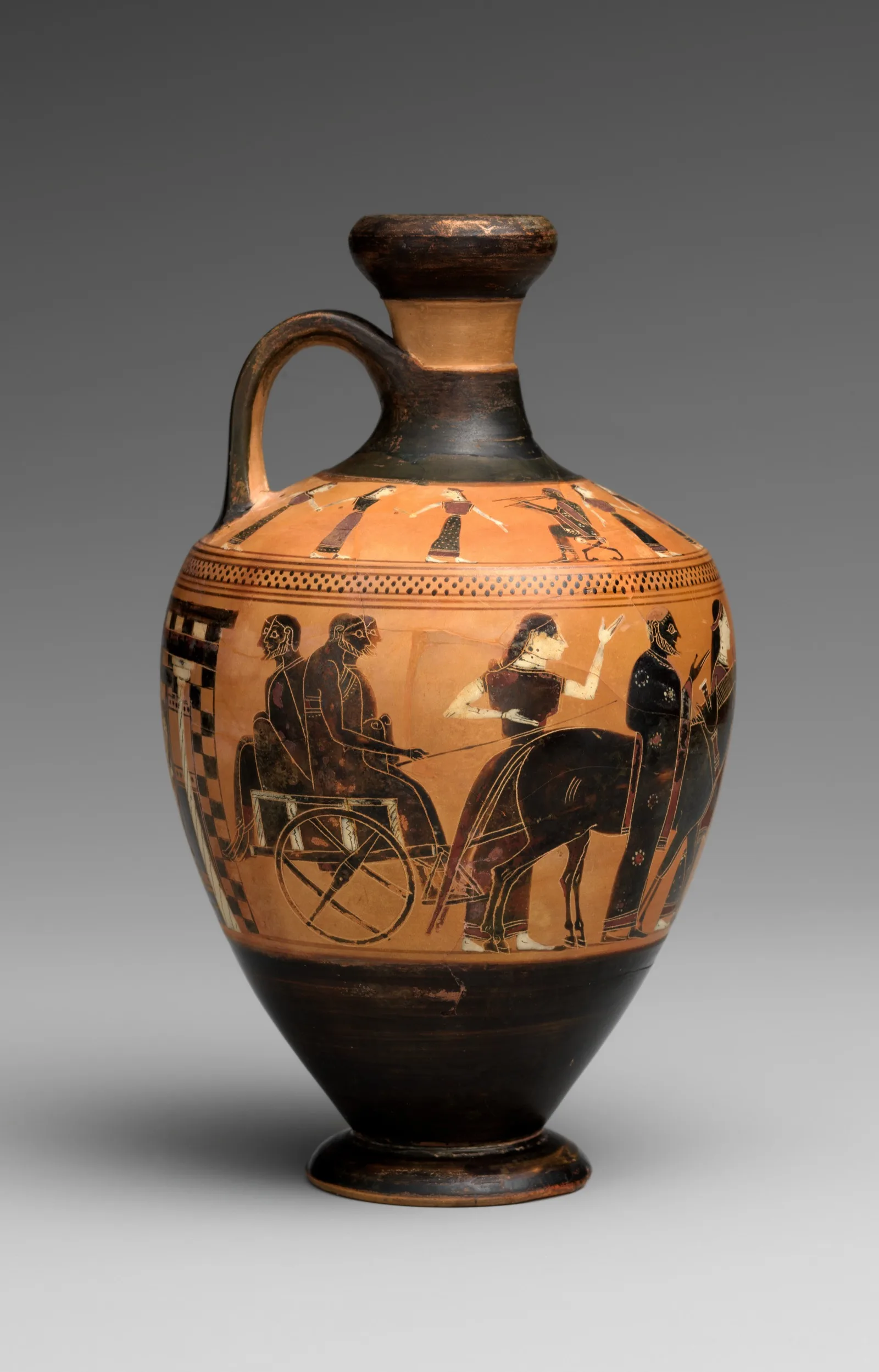 A Greek black-figure vase with a wedding procession